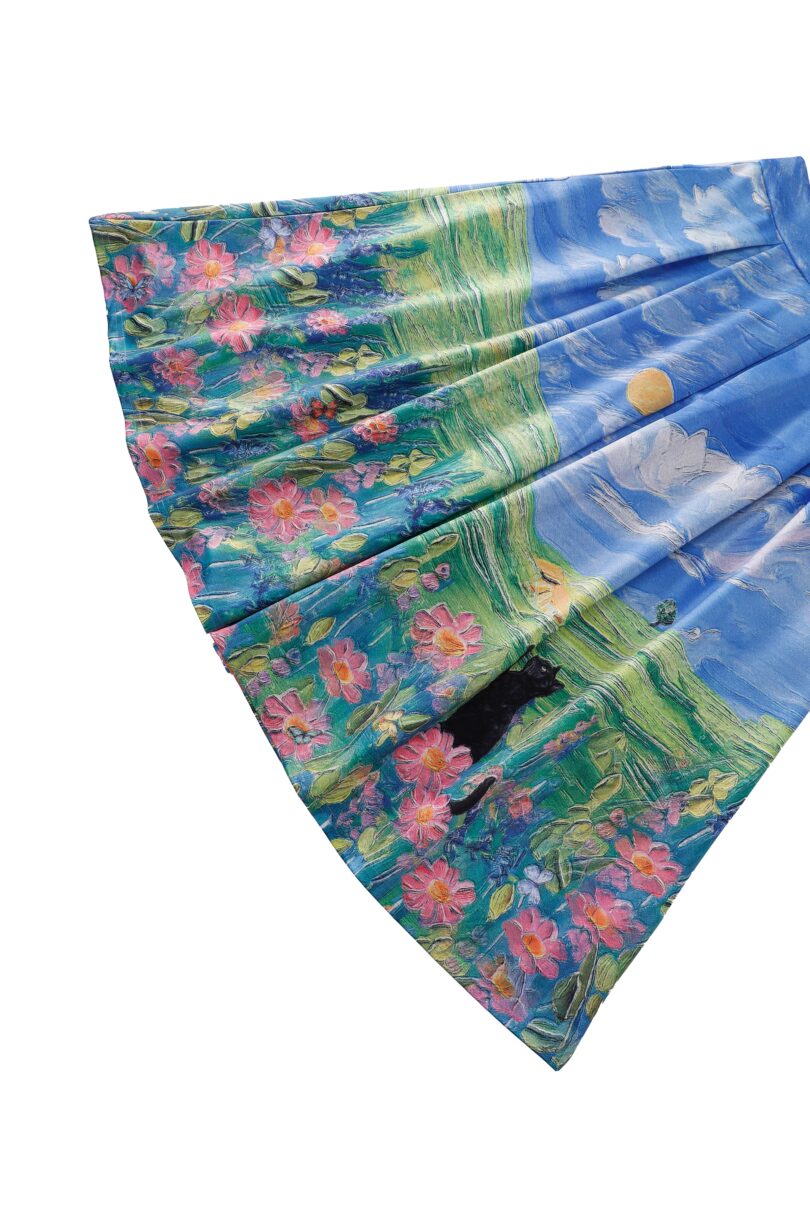 Aisley Cat Adventure Pleated Midi Skirt  Shop now at Kitty Darling