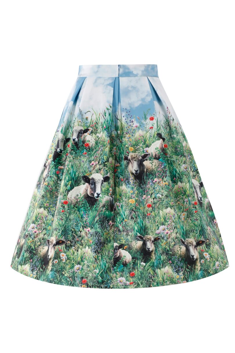 Aisley Sheep Field Pleated Midi Skirt  Shop now at Kitty Darling