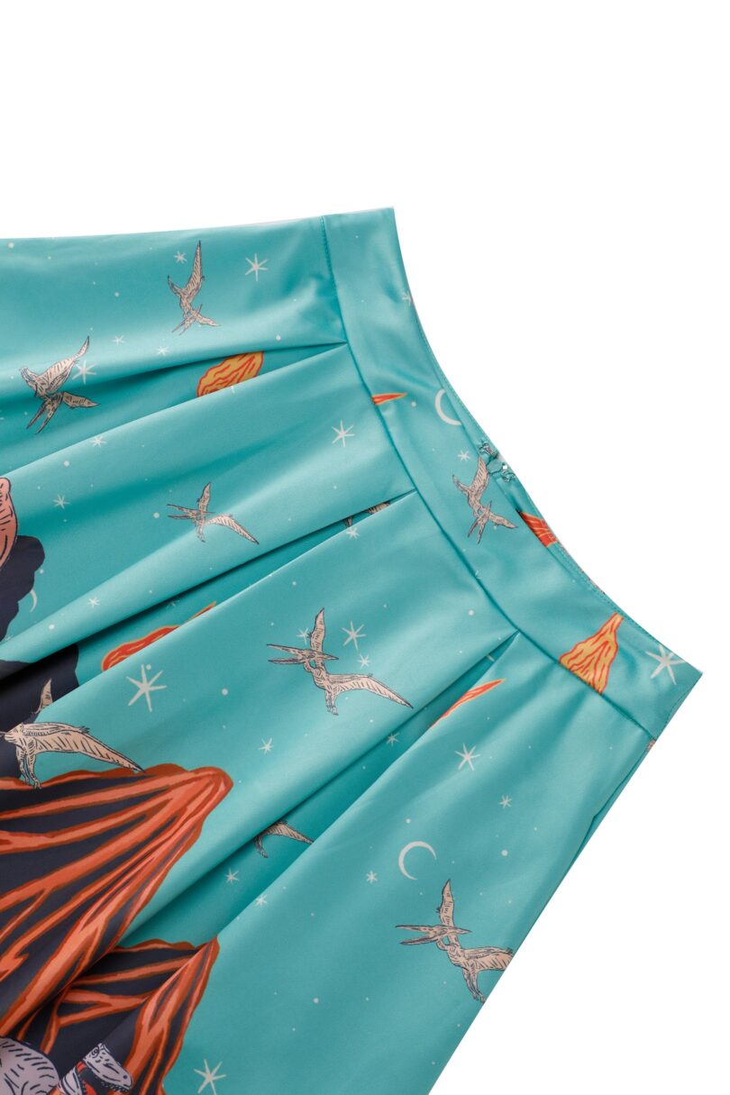 Aisley Dinosaur Extinction Pleated Midi Skirt  Shop now at Kitty Darling