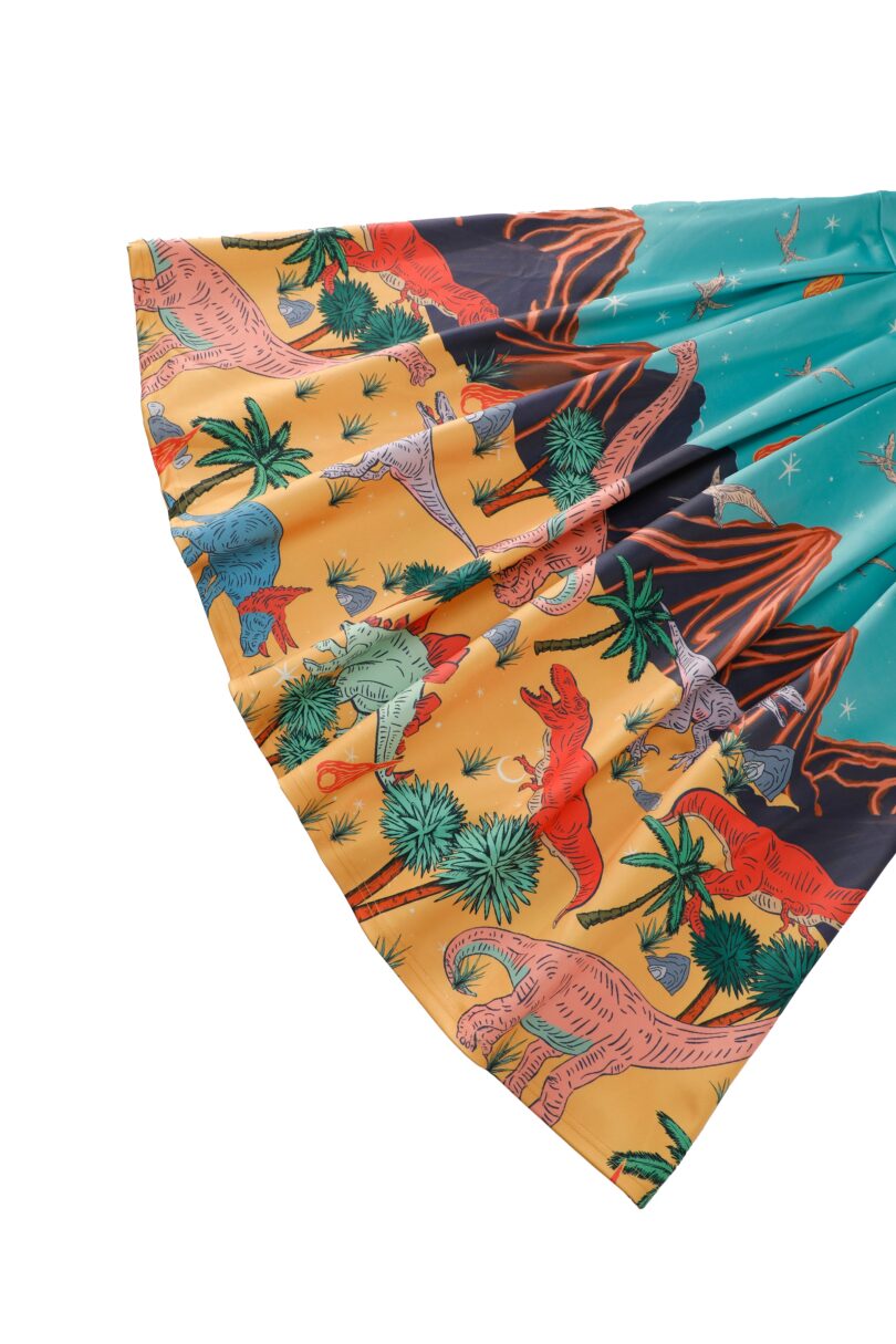 Aisley Dinosaur Extinction Pleated Midi Skirt  Shop now at Kitty Darling