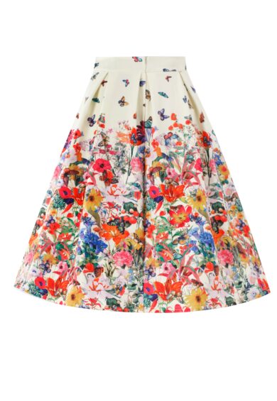 Aisley Butterfly Garden Pleated Midi Skirt – Skirt | Kitty Darling