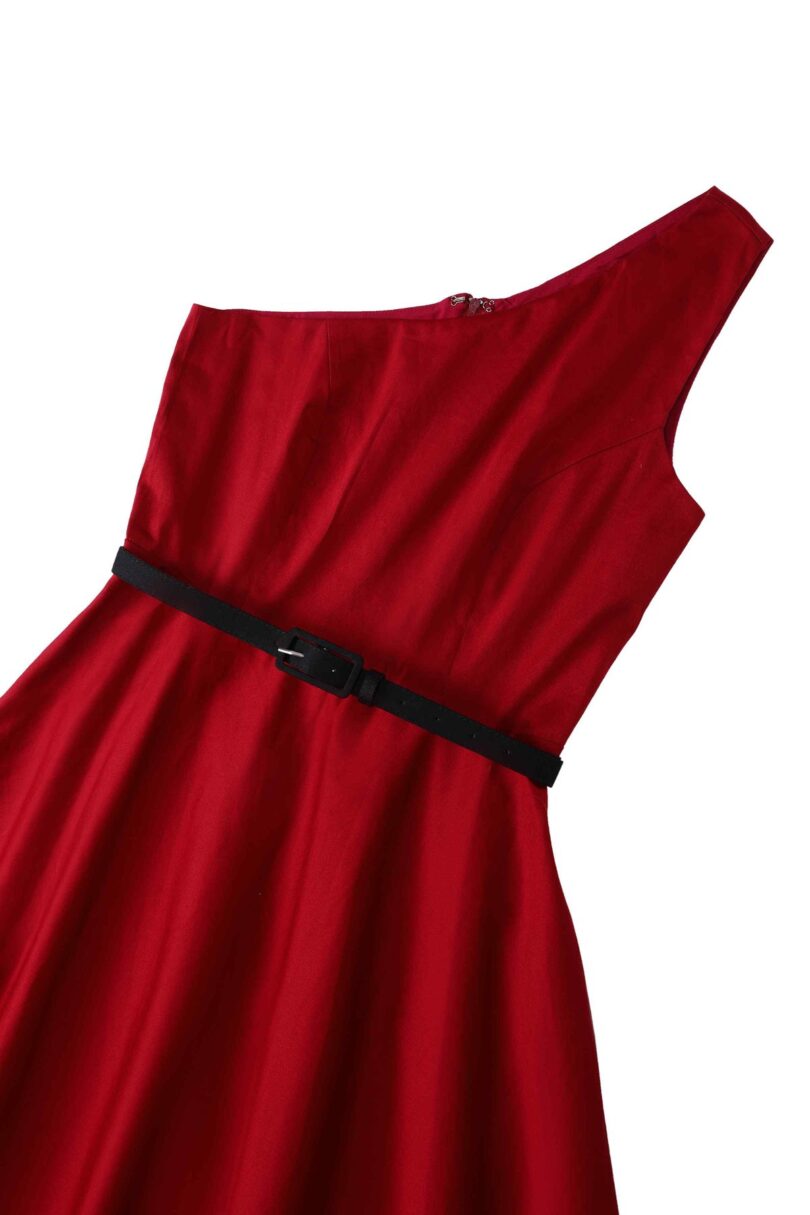 Susan Plain Red One-Shoulder Vintage Dress  Shop now at Kitty Darling