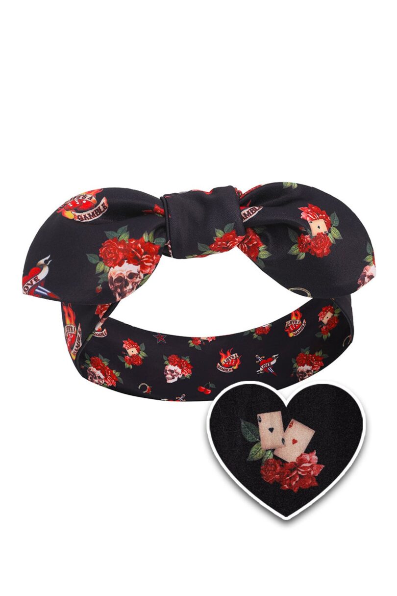 Quirky Headband in Skull & Rose Print  Shop now at Kitty Darling