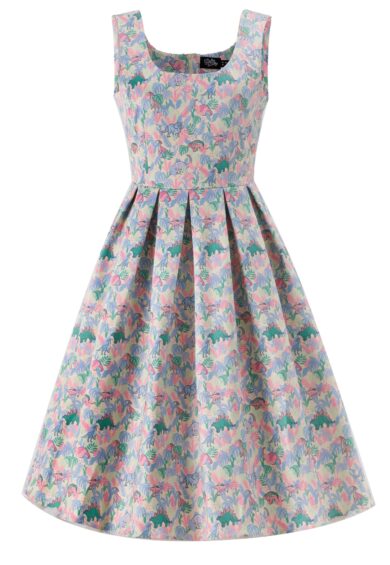 Amanda Pastel Dinosaur Flared Dress – Dresses | Kitty Darling