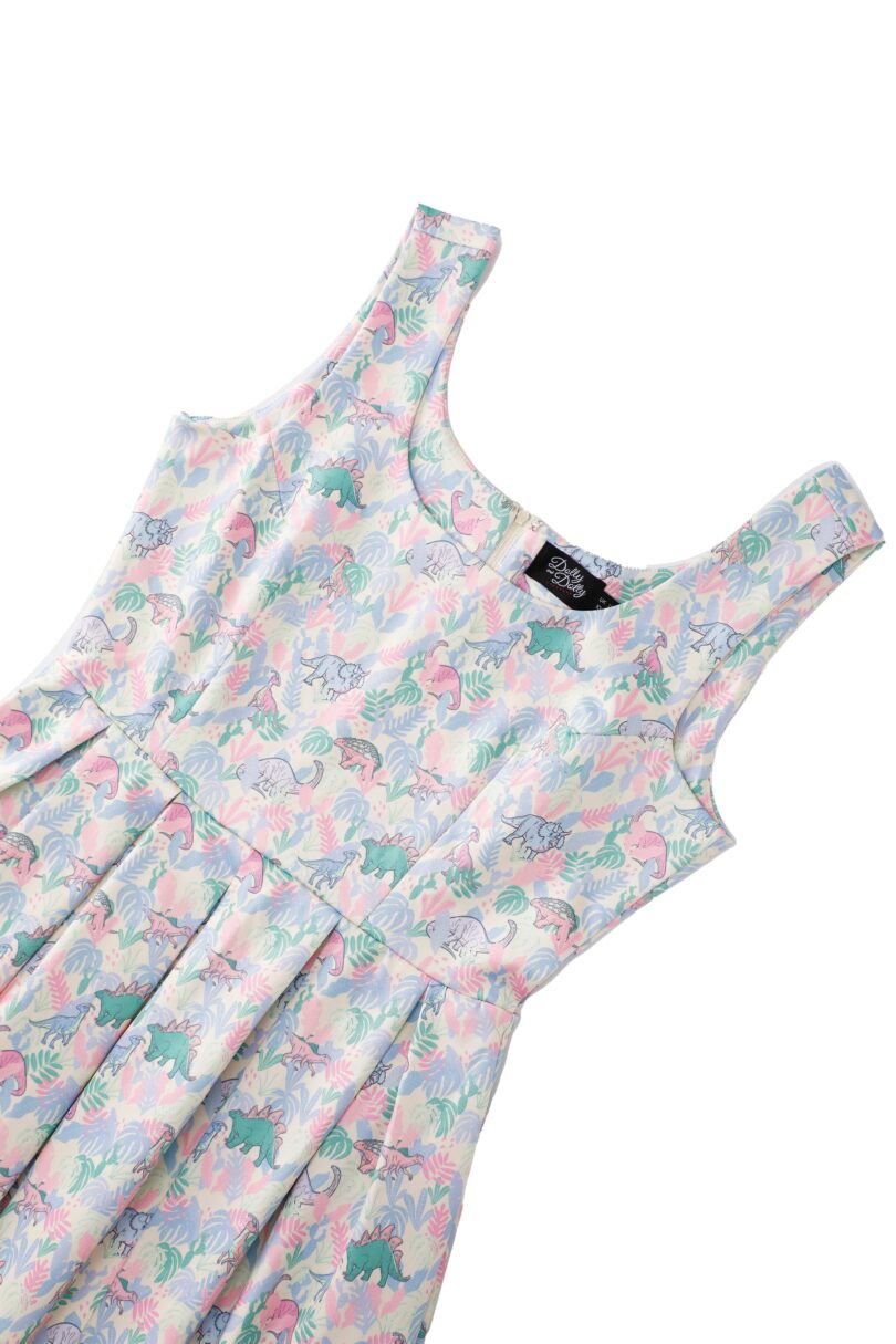 Amanda Pastel Dinosaur Flared Dress  Shop now at Kitty Darling