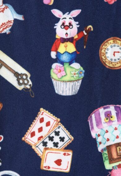 50's Inspired Quirky Headband in Navy Blue with Wonderland Print – Headbands | Kitty Darling