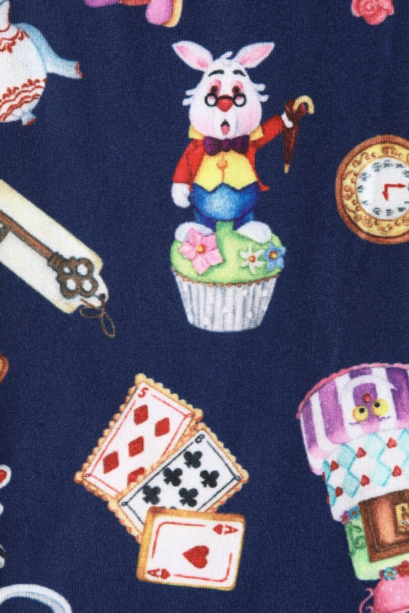 50's Inspired Quirky Headband in Navy Blue with Wonderland Print  Shop now at Kitty Darling