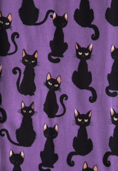 50's Inspired Quirky Headband in Purple Black Cat Print – Headbands | Kitty Darling