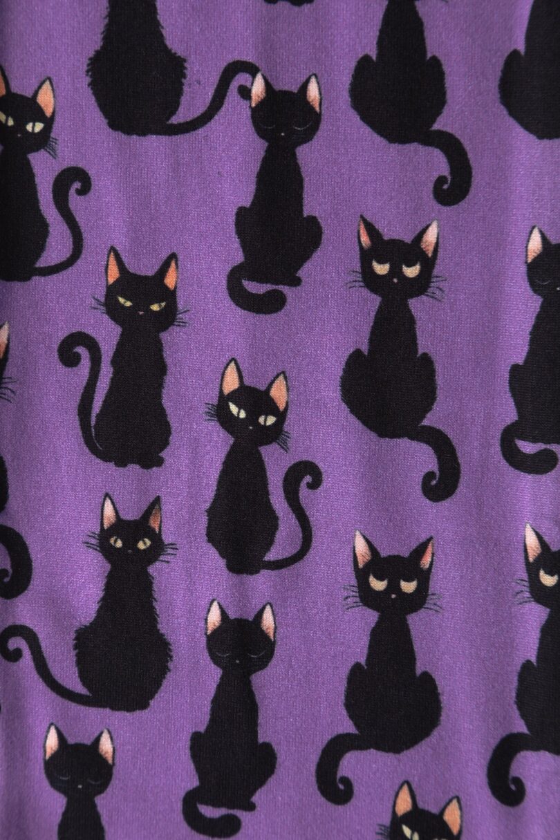 50's Inspired Quirky Headband in Purple Black Cat Print  Shop now at Kitty Darling