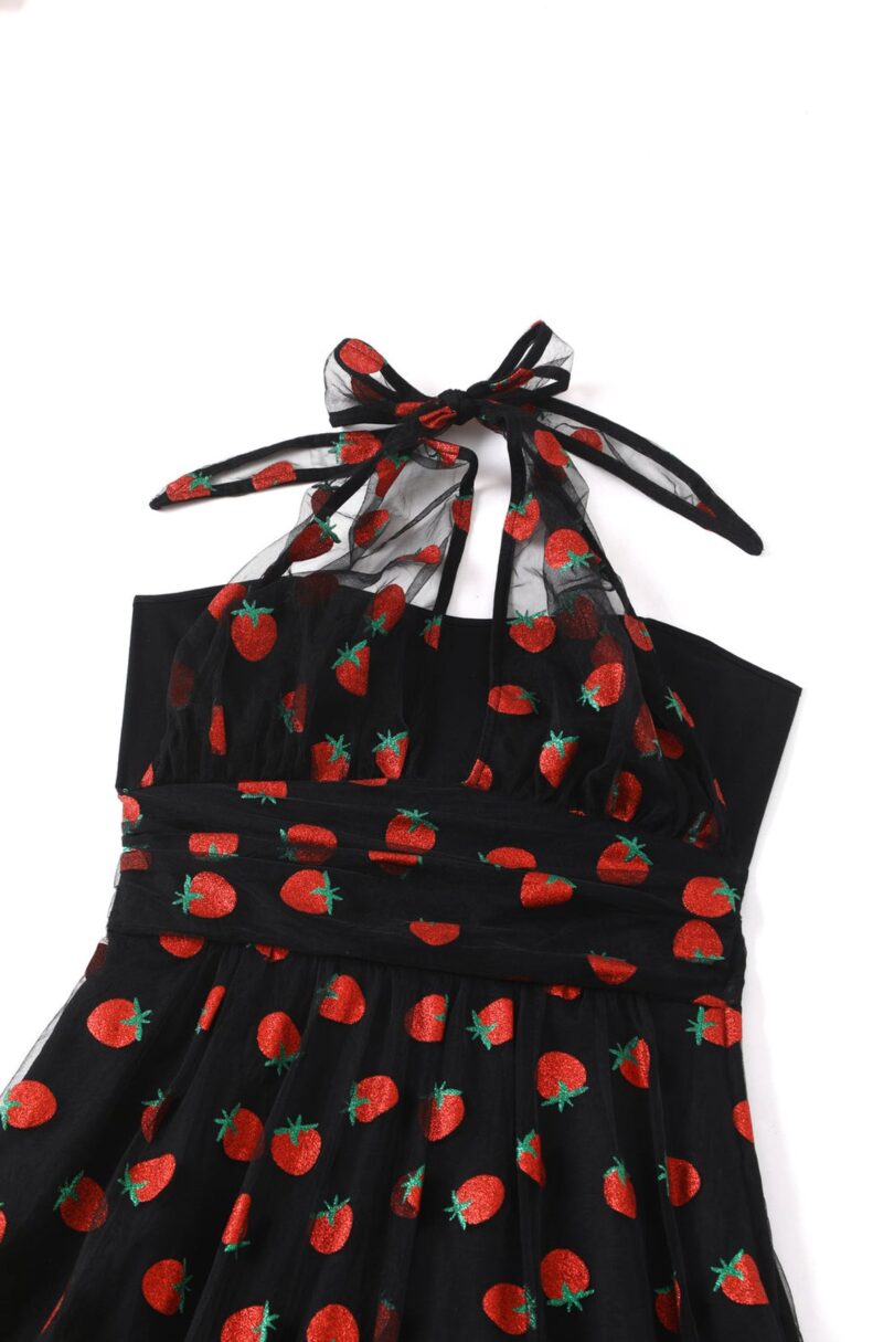 Dorothea Black Strawberry Mesh Dress  Shop now at Kitty Darling