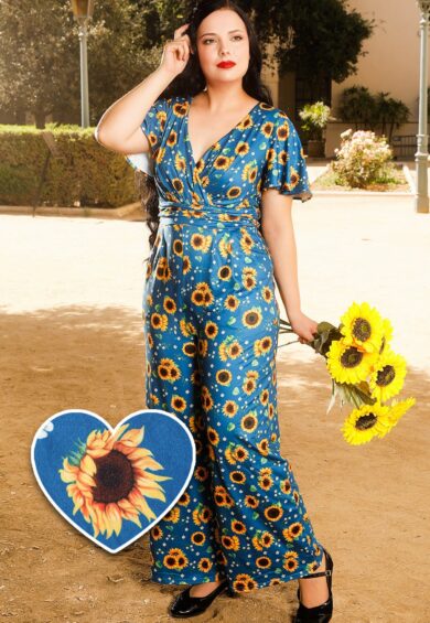 Esther Blue Sunflower Jumpsuit – Jumpsuits & Playsuits | Kitty Darling