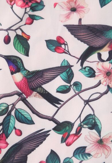 May V-neck White 50's Style Floral/Bird Print Swing Dress – Dresses | Kitty Darling