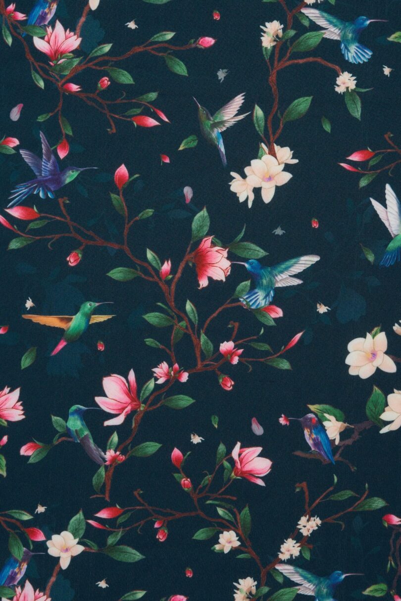 Amanda Swing Dress in Navy Blue Hummingbird Print  Shop now at Kitty Darling
