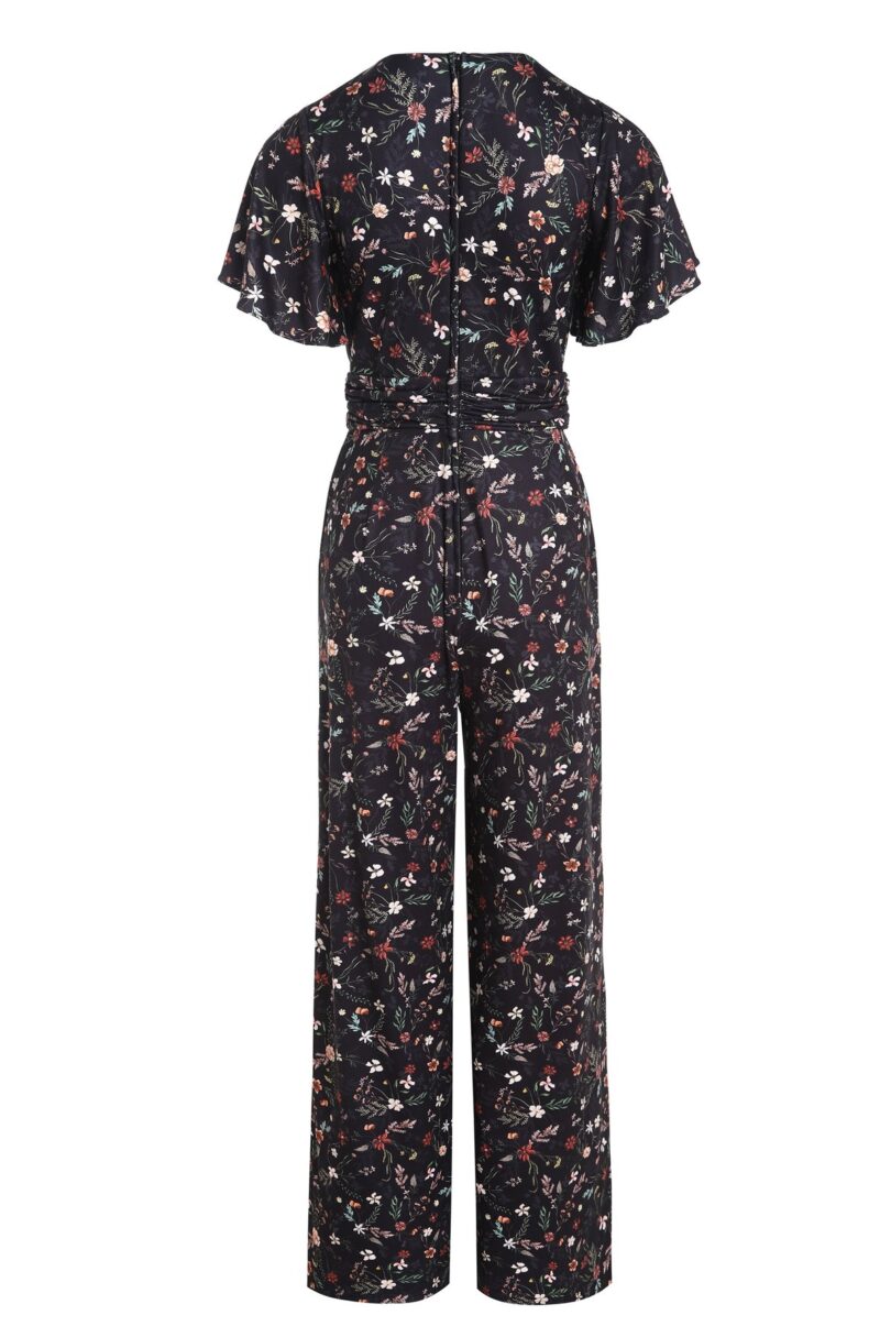 Esther Black Meadow Butterfly Sleeved Jumpsuit  Shop now at Kitty Darling
