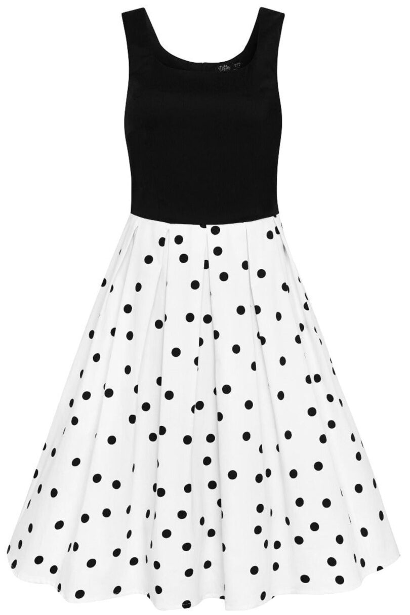 Amanda Black White Polka Dot Swing Dress  Shop now at Kitty Darling