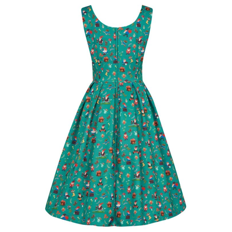 Amanda Scoop Neck Swing Dress in Dark Green Garden Print  Shop now at Kitty Darling