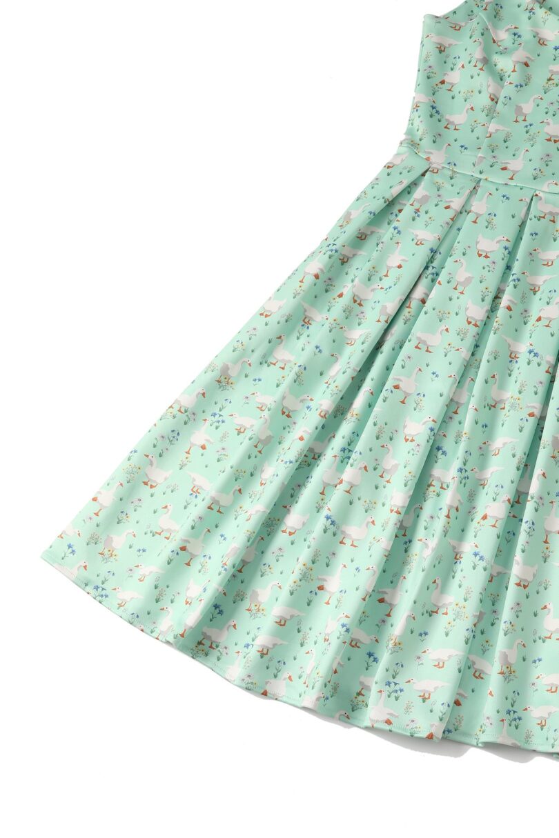 Amanda Swing Dress in Mint Green Duck Print  Shop now at Kitty Darling