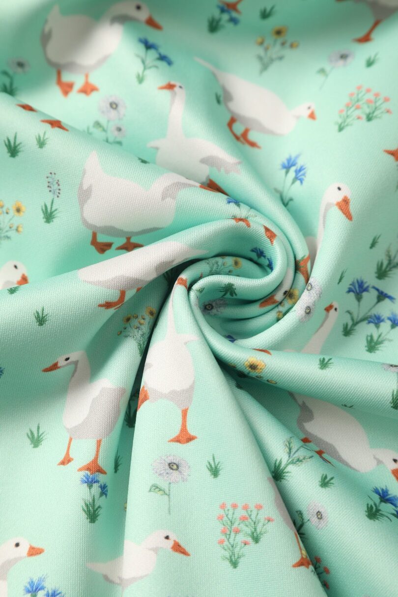 Amanda Swing Dress in Mint Green Duck Print  Shop now at Kitty Darling