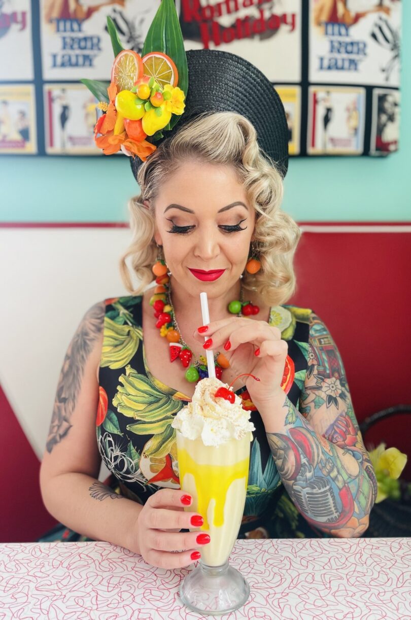 Amanda Tropical Summer Fruit Print Swing Dress  Shop now at Kitty Darling