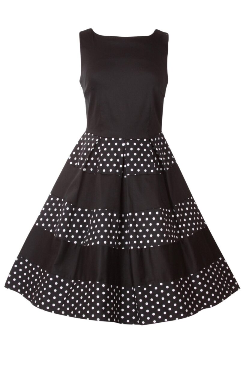 Anna Adorable Striped 50s Inspired Swing Dress in Black  Shop now at Kitty Darling
