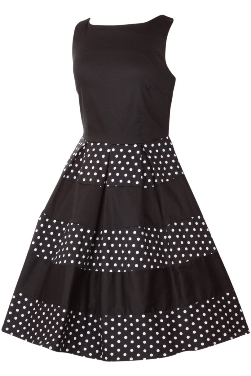 Anna Adorable Striped 50s Inspired Swing Dress in Black  Shop now at Kitty Darling