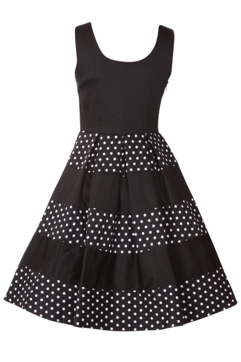 Anna Adorable Striped 50s Inspired Swing Dress in Black  Shop now at Kitty Darling