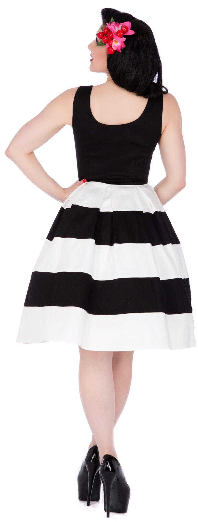 Anna Black & White Striped Swing Dress  Shop now at Kitty Darling