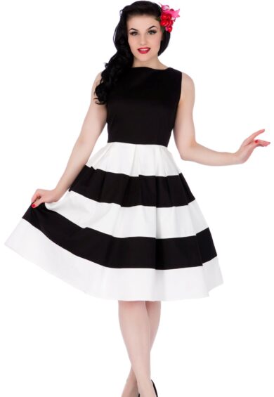 Anna Black & White Striped Swing Dress – Dresses | Kitty Darling