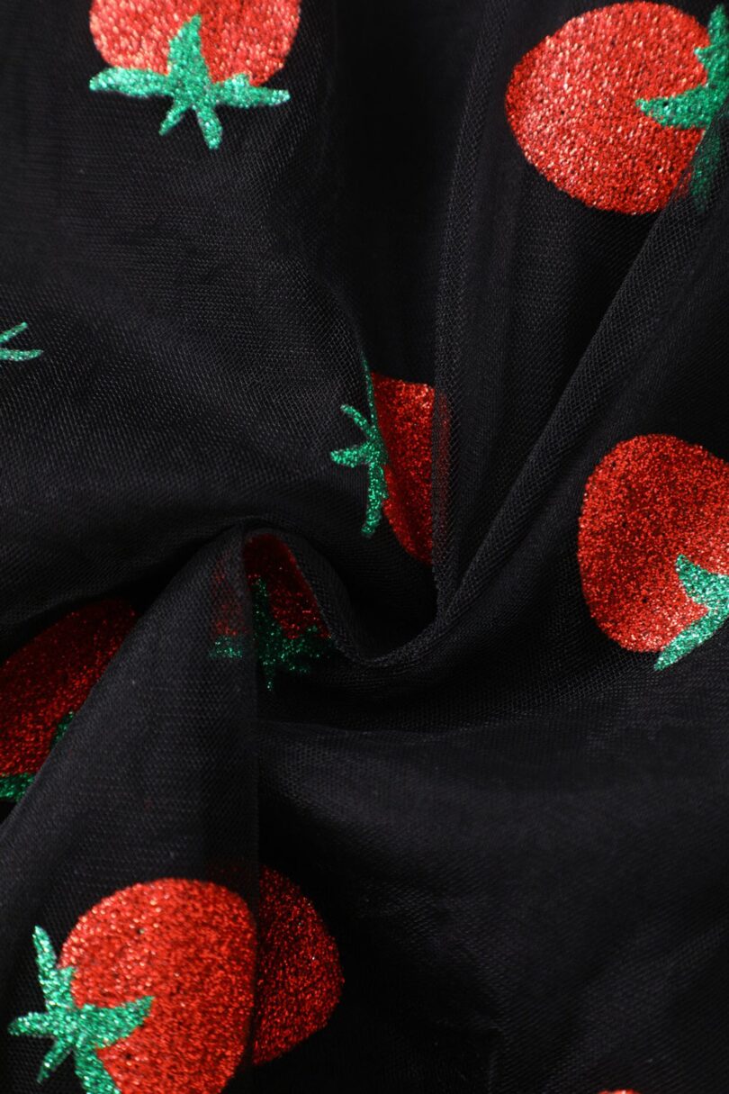 Dorothea Black Strawberry Mesh Dress  Shop now at Kitty Darling