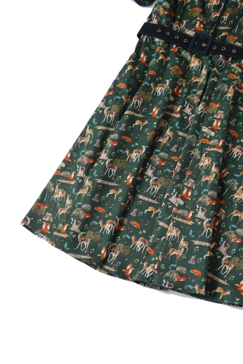 Penelope Dark Green Woodland Shirt Dress  Shop now at Kitty Darling