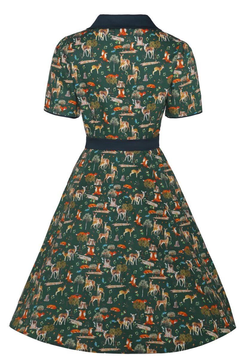 Penelope Dark Green Woodland Shirt Dress  Shop now at Kitty Darling