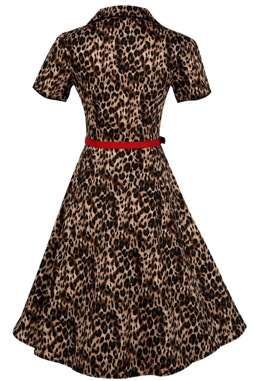 Penelope Rockabilly Leopard Print Shirt Dress  Shop now at Kitty Darling