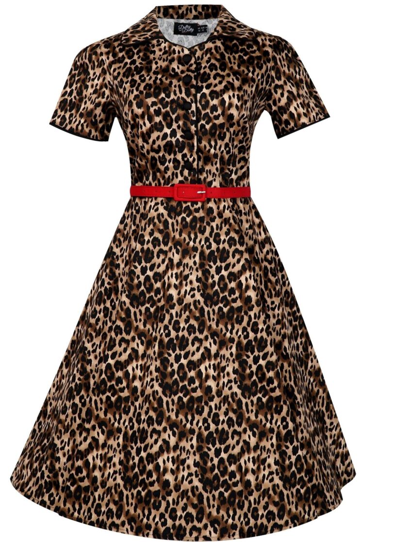 Penelope Rockabilly Leopard Print Shirt Dress  Shop now at Kitty Darling