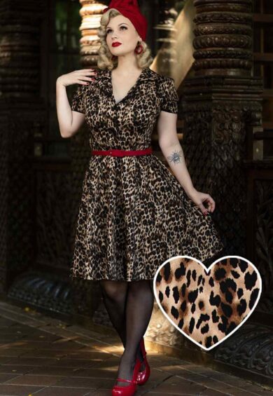 Penelope Rockabilly Leopard Print Shirt Dress – Dresses | Kitty Darling