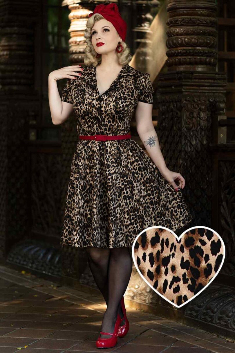 Penelope Rockabilly Leopard Print Shirt Dress  Shop now at Kitty Darling