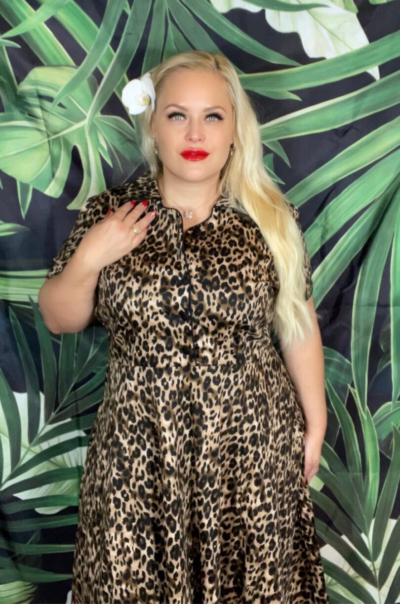 Penelope Rockabilly Leopard Print Shirt Dress  Shop now at Kitty Darling