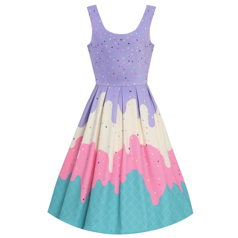 Amanda Multi-Colored and Ice Cream Swing Dress  Shop now at Kitty Darling