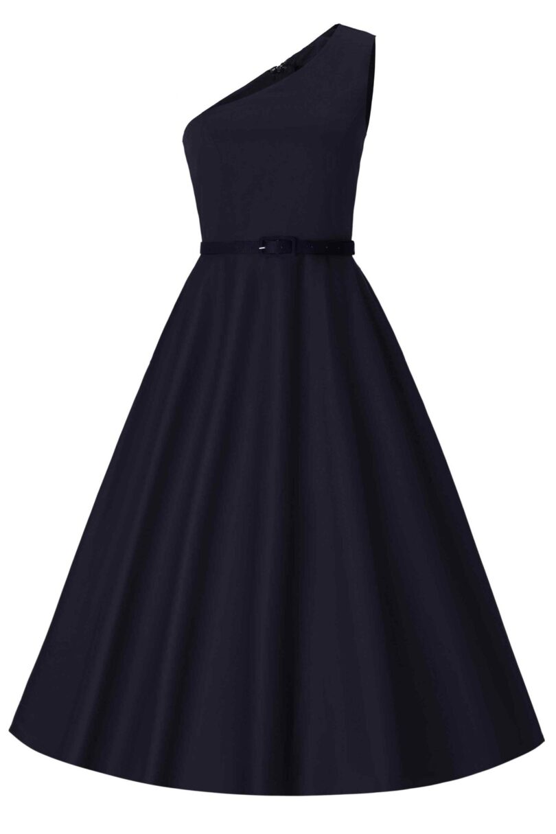 Susan Navy One-Shoulder Vintage Dress  Shop now at Kitty Darling