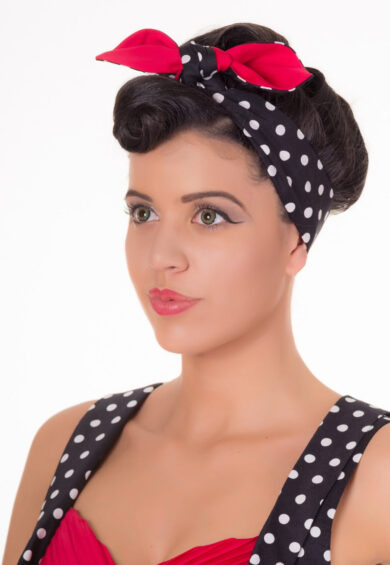 Rockabilly Headband in Black & White Dots – Bandanas & Headties | Kitty Darling