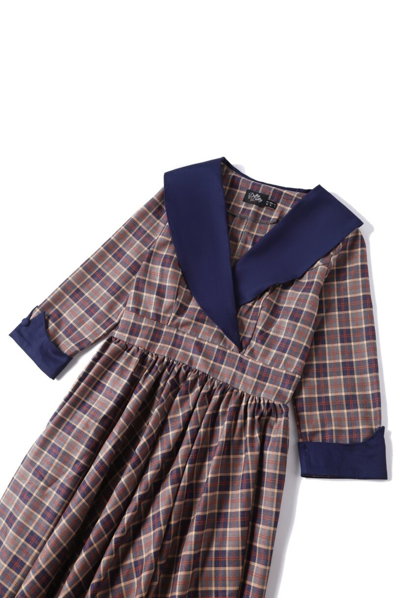 Tiffany 50's Brown Tartan Coat Dress  Shop now at Kitty Darling