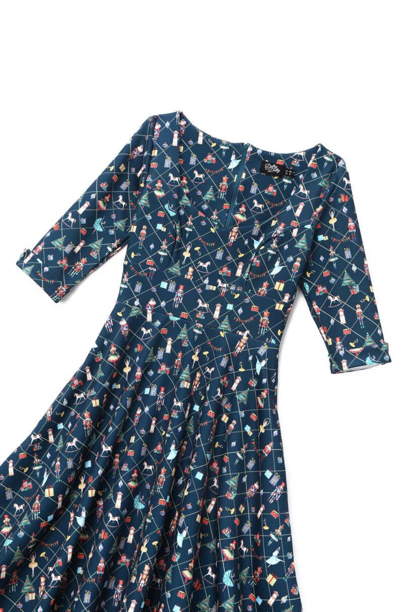 Scarlette Dark Blue Nutcracker Midi Dress  Shop now at Kitty Darling
