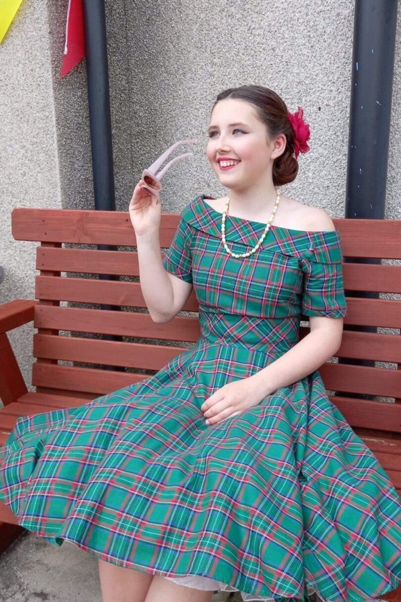 Darlene Green Check Swing Dress  Shop now at Kitty Darling