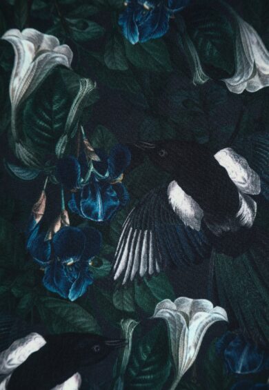 Lily Off Shoulder in Dark Green Floral and Bird Print Dress – Dresses | Kitty Darling