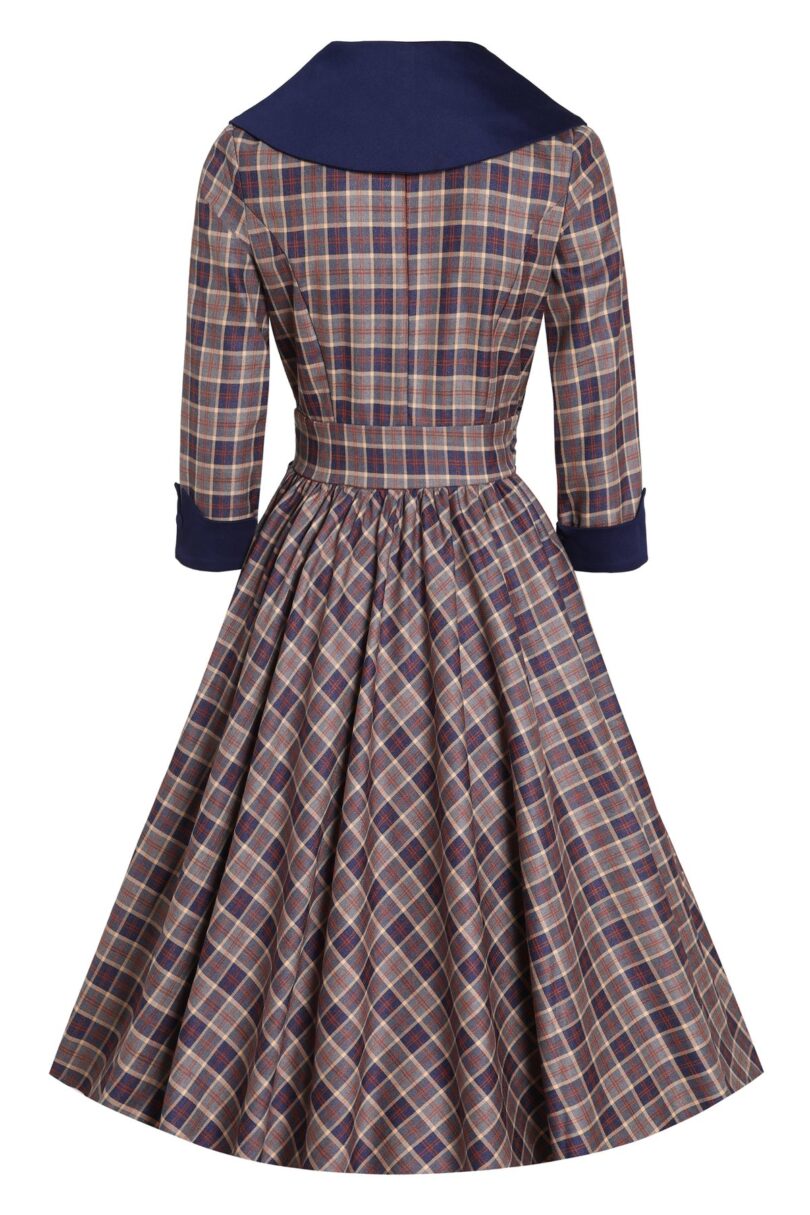 Tiffany 50's Brown Tartan Coat Dress  Shop now at Kitty Darling