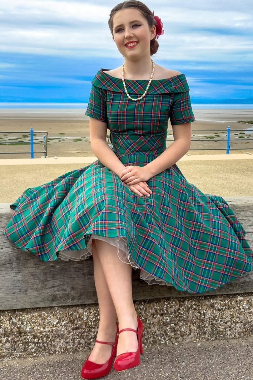 Darlene Green Check Swing Dress  Shop now at Kitty Darling
