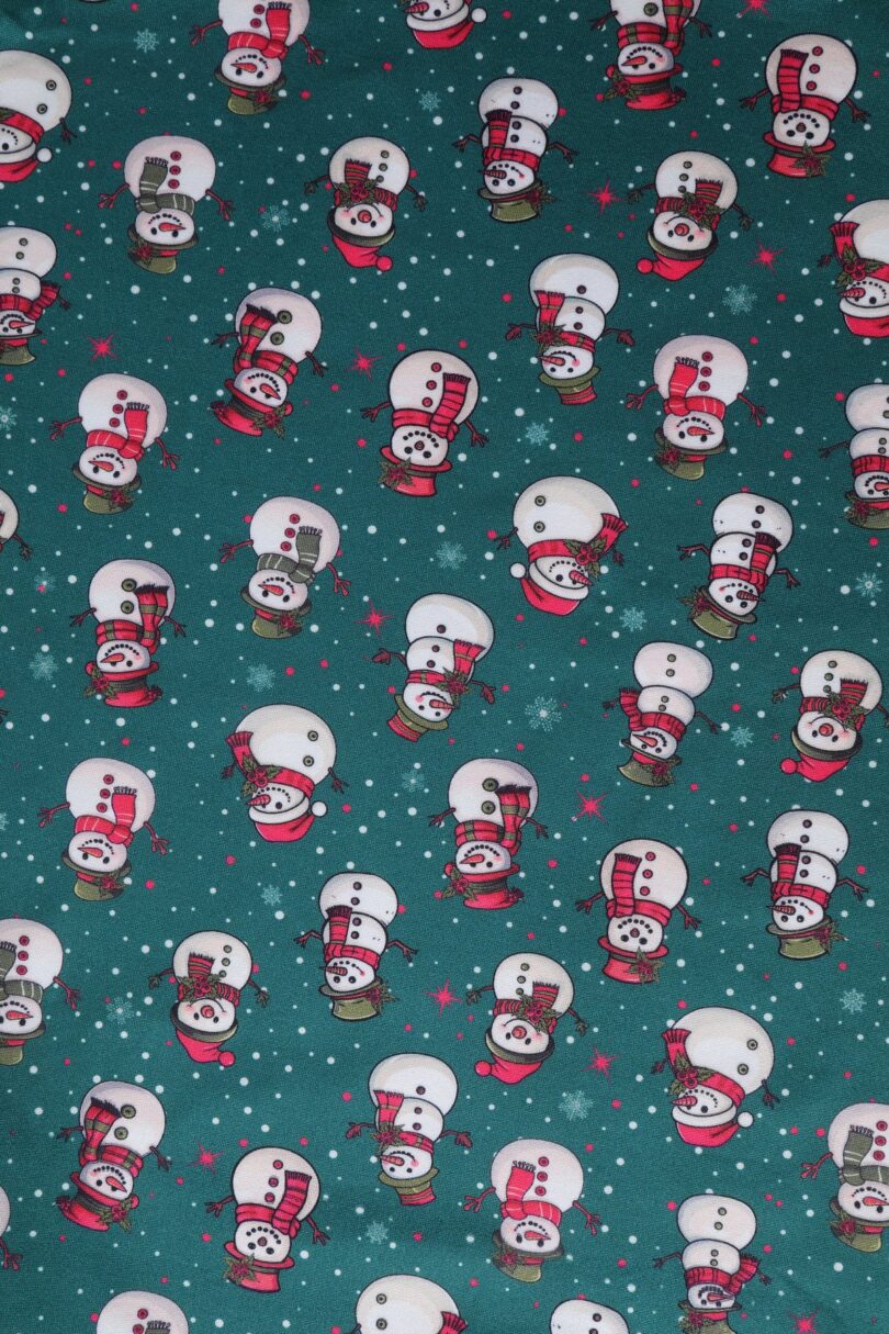 Billie Dark Green V-neckline Snowman Print Long-Sleeved Dress  Shop now at Kitty Darling