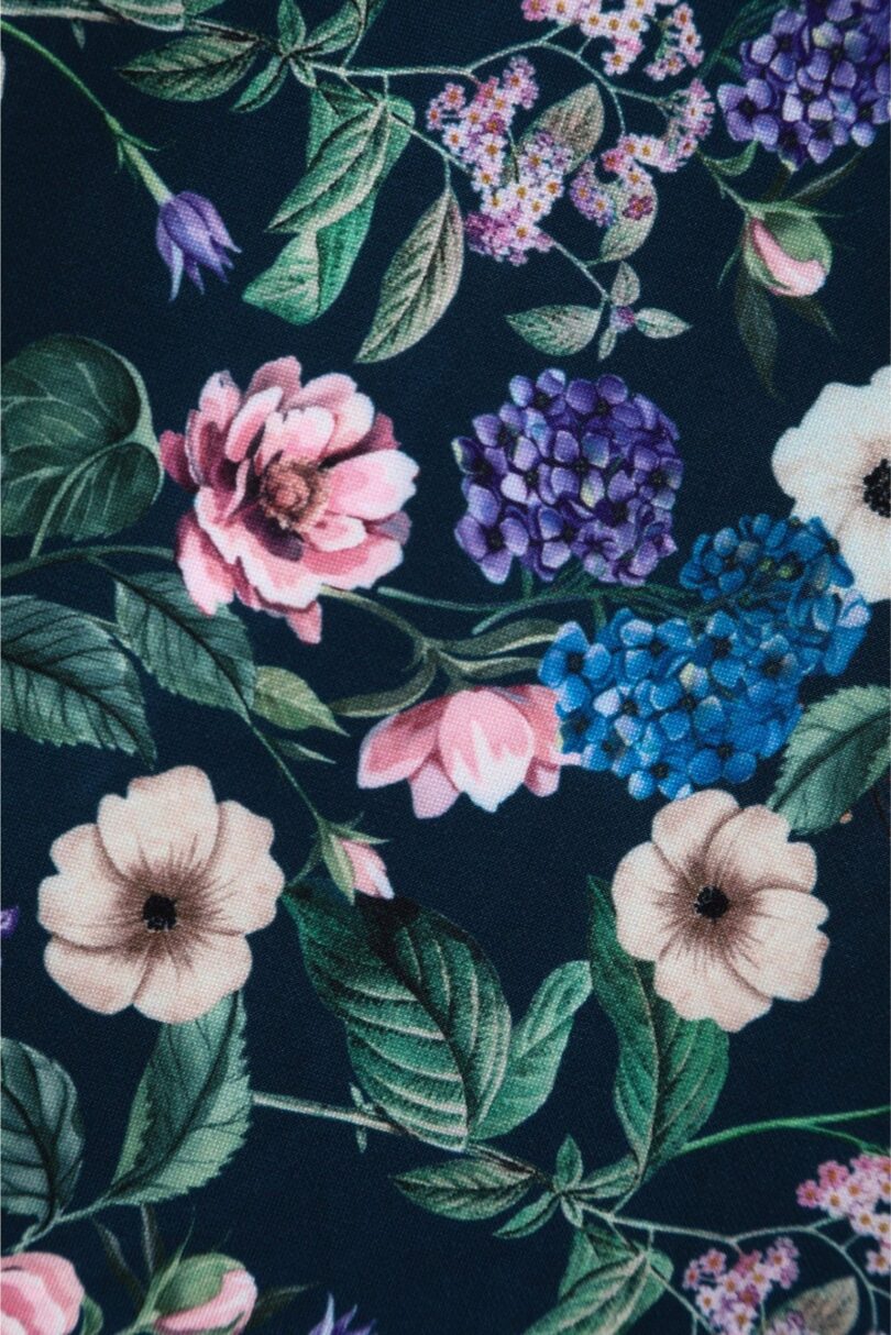 Scarlette Long Sleeves Stretchy Dress in Navy Blue Floral Print  Shop now at Kitty Darling