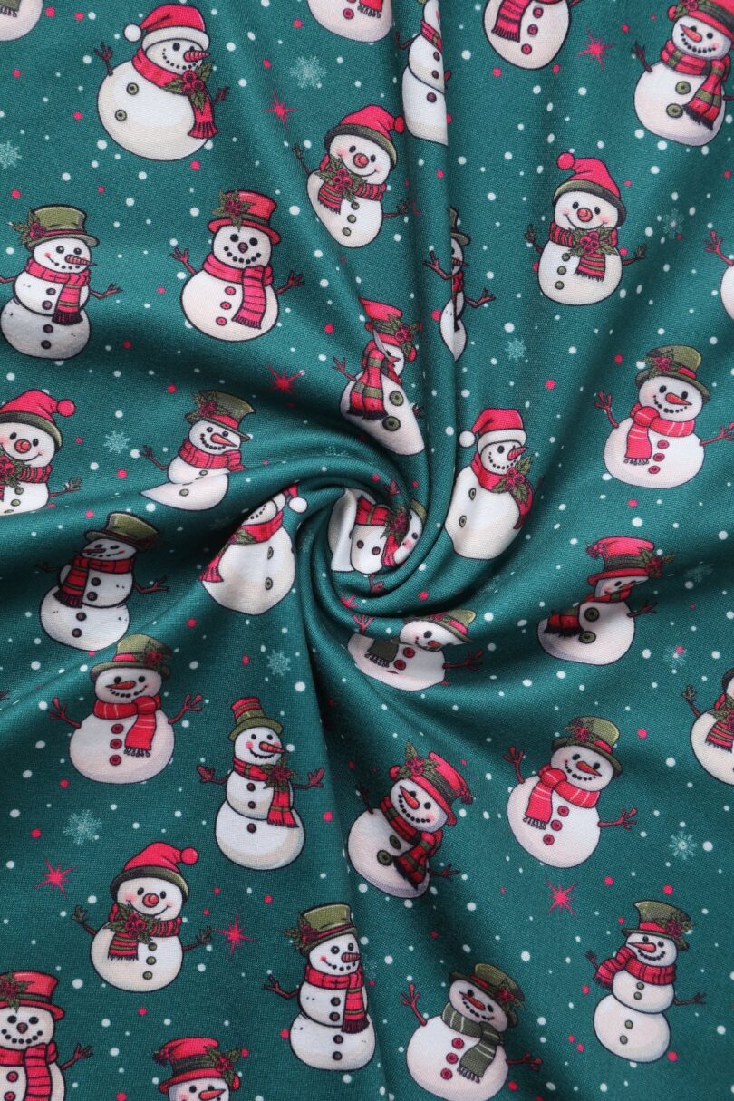 Billie Dark Green V-neckline Snowman Print Long-Sleeved Dress  Shop now at Kitty Darling
