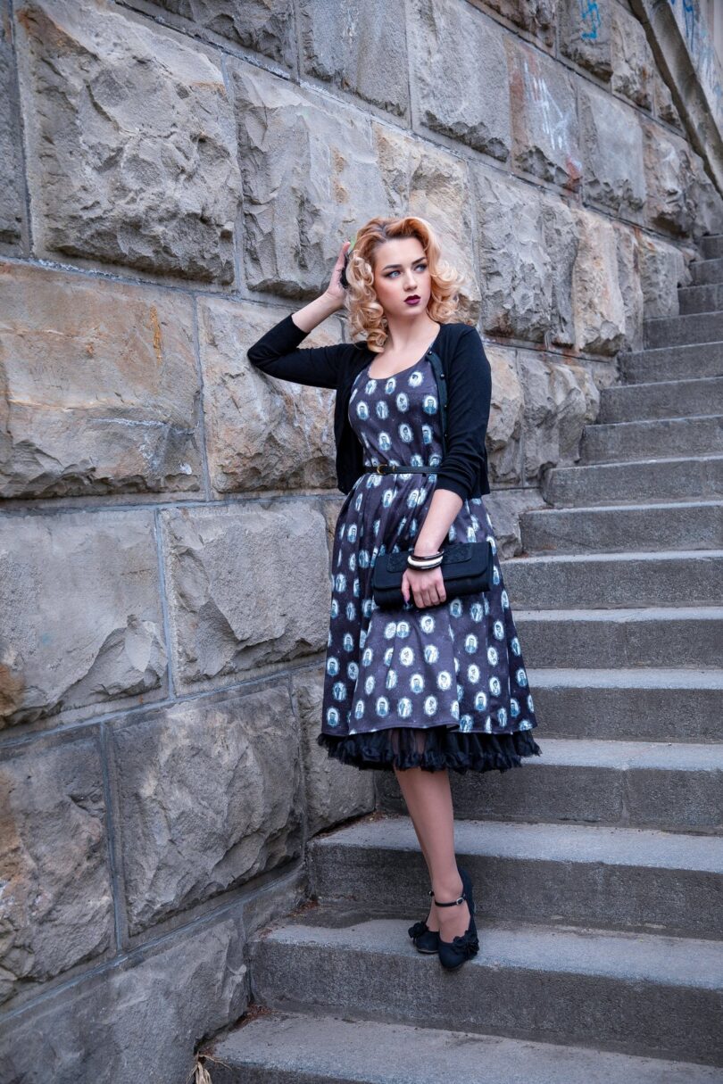Amanda Frankenstein Black Swing Dress  Shop now at Kitty Darling