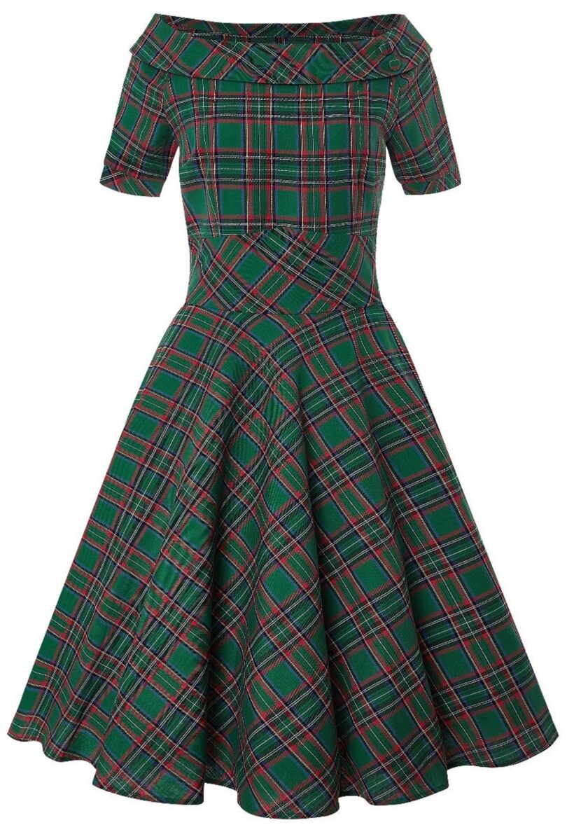 Darlene Green Check Swing Dress  Shop now at Kitty Darling